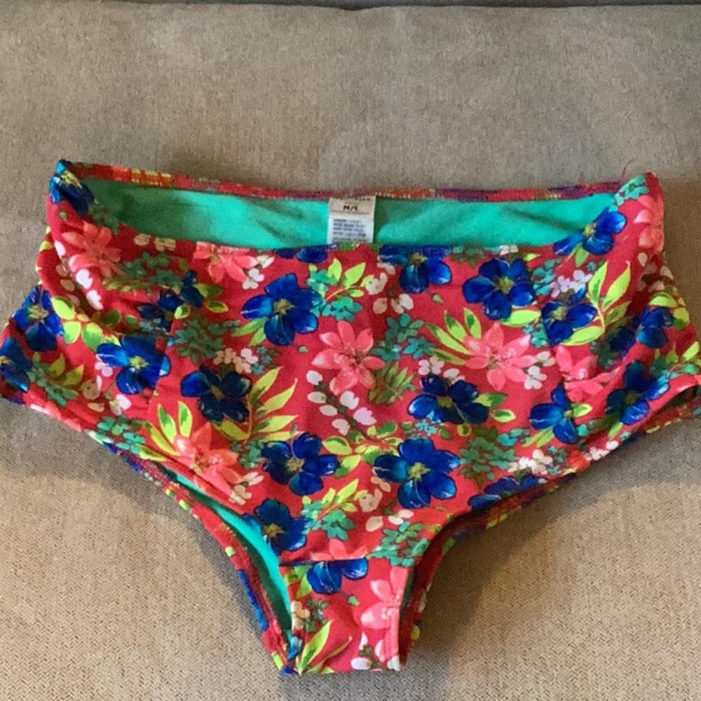 Hollister M/L Floral High-Waisted Bikini Swim Swimsuit Bottoms